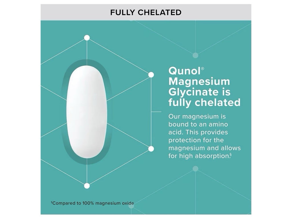 Qunol Magnesium Glycinate 300mg Nerve Bone Muscle Health Stress Sleep 90 Tablets