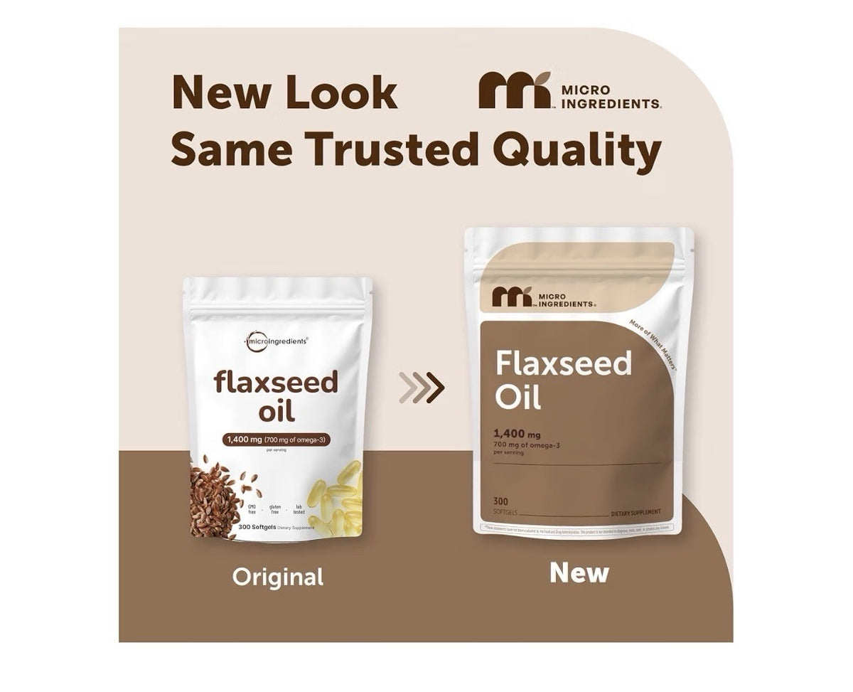 Micro Ingredients Flaxseed Oil 1 400mg Per Serving Omega 3&6&9      300 Softgels