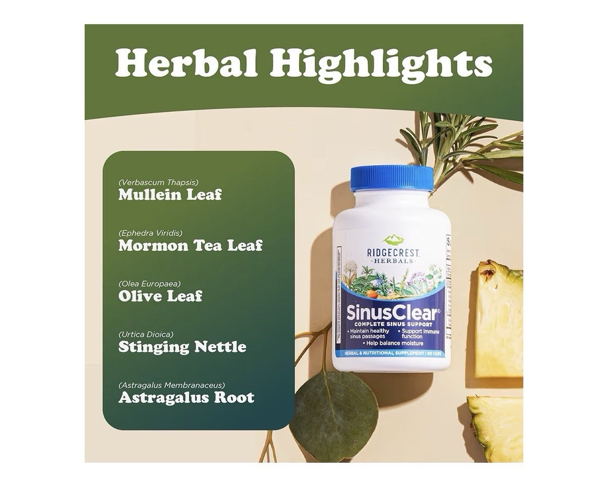 RidgeCrest Herbals SinusClear Respiratory Support Healthy Sinus Passages 60 Caps