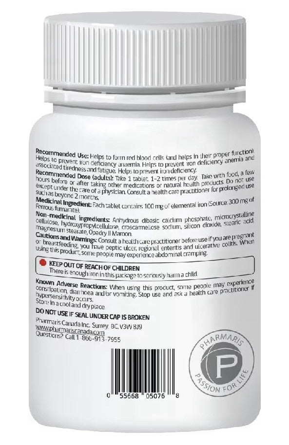 Pharmaris Ferofit Ferrous Fumarate 300mg (Elemental Iron) Prevent Anemia 500Tabs