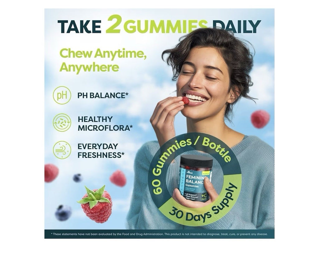 Monset Feminine Probiotic pH Balance Freshness Flora Odor Support 60 Gummies