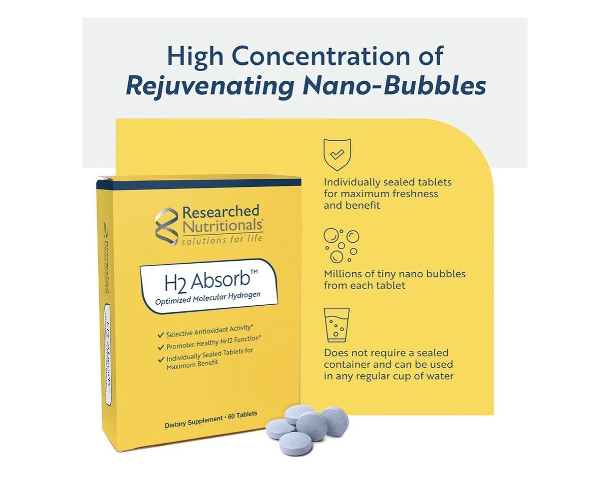 Researched Nutritionals H2 Absorb Molecular Hydrogen Energy Healthy Aging 60Tabs