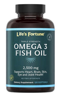 Life's Fortune Omega 3 Fish Oil 2500 mg Heart Brain Skin Eye Joint Health 120sg