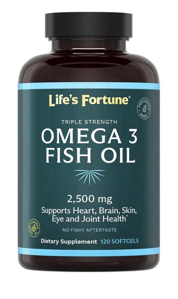 Life's Fortune Omega 3 Fish Oil 2500 mg Heart Brain Skin Eye Joint Health 120sg