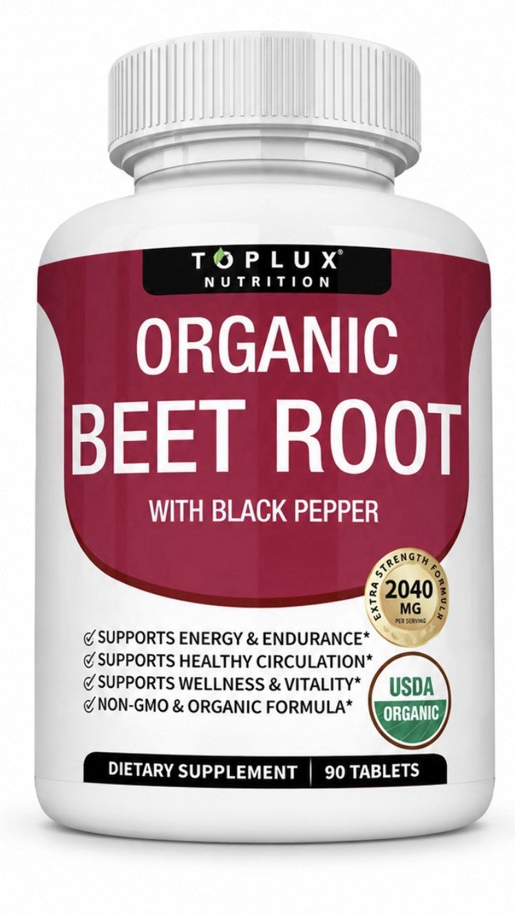 Toplux Organic Beet Root With Black Pepper Powder For Women & Men 90 Tablets