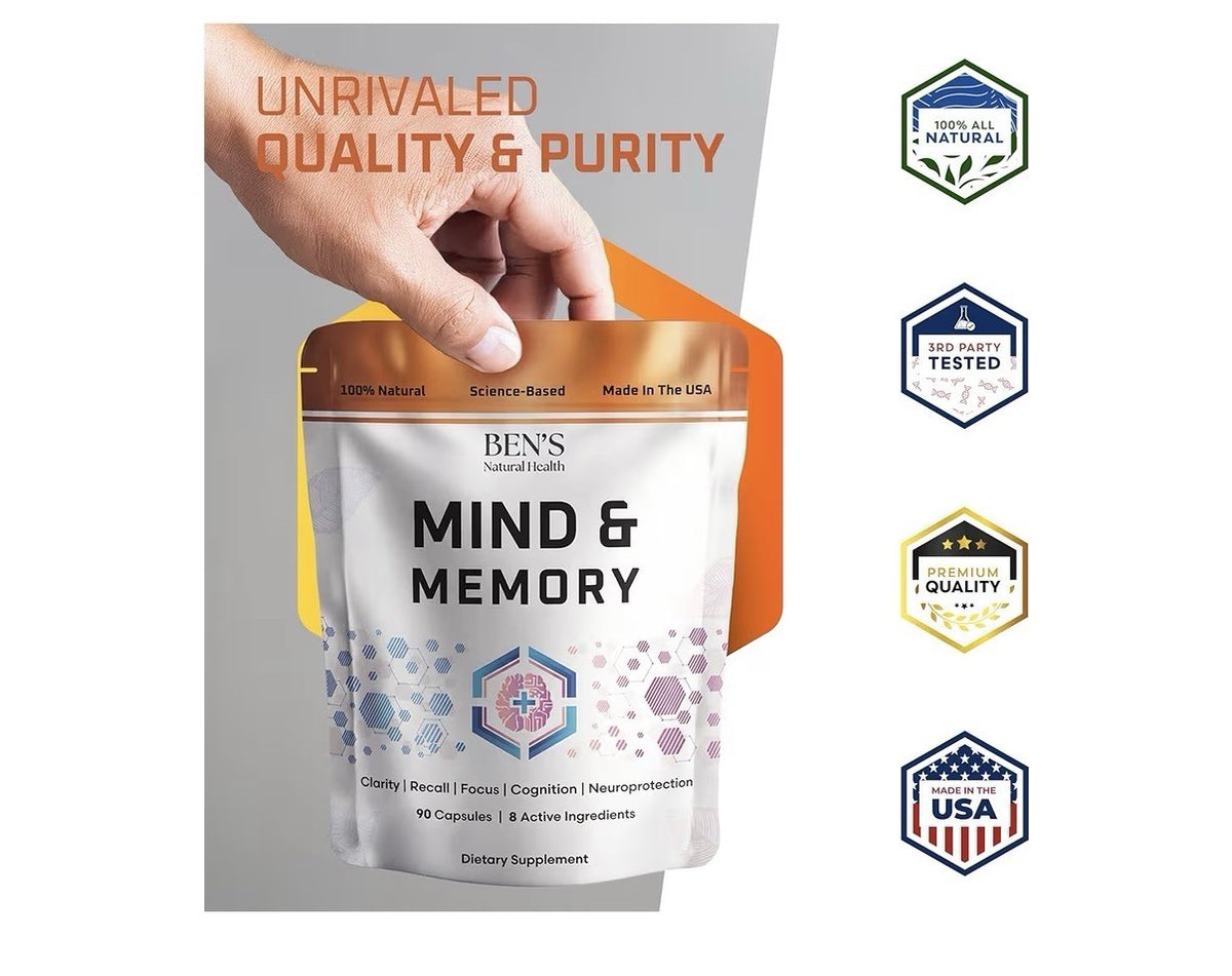 Ben's Natural Health Mind & Memory Nootropic Clarity Recall Focus Support 90caps