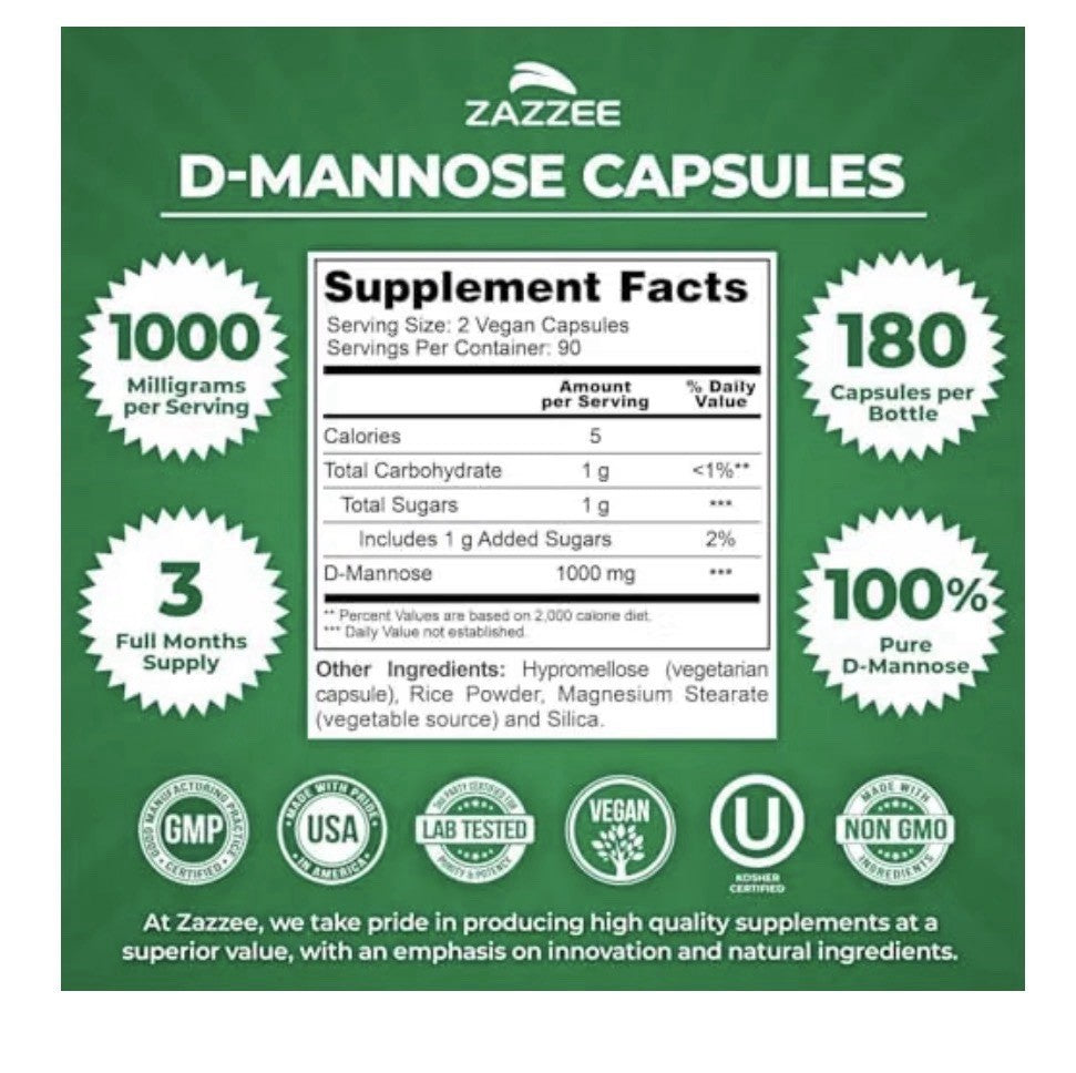 Zazzee Ultimate Urinary Tract Support Bundle D-Mannose Plus Cranberry Extract