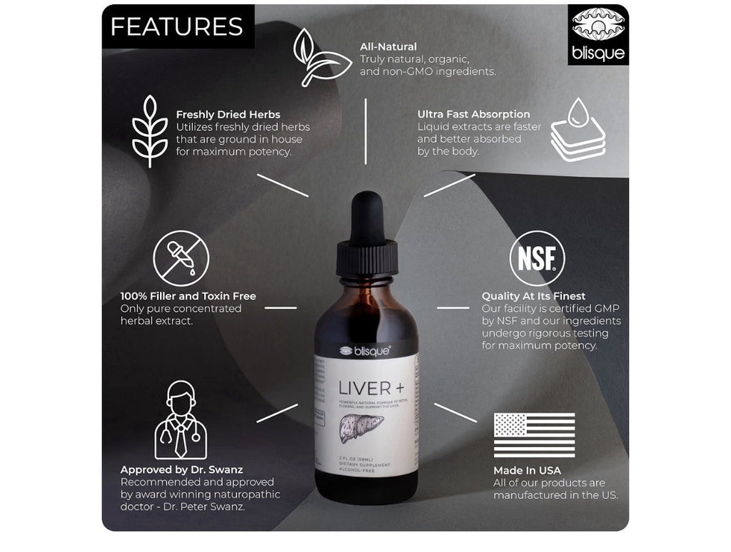Blisque Liver +  Detox Cleanse Repair Liver Support Natural 2oz 59 Servings