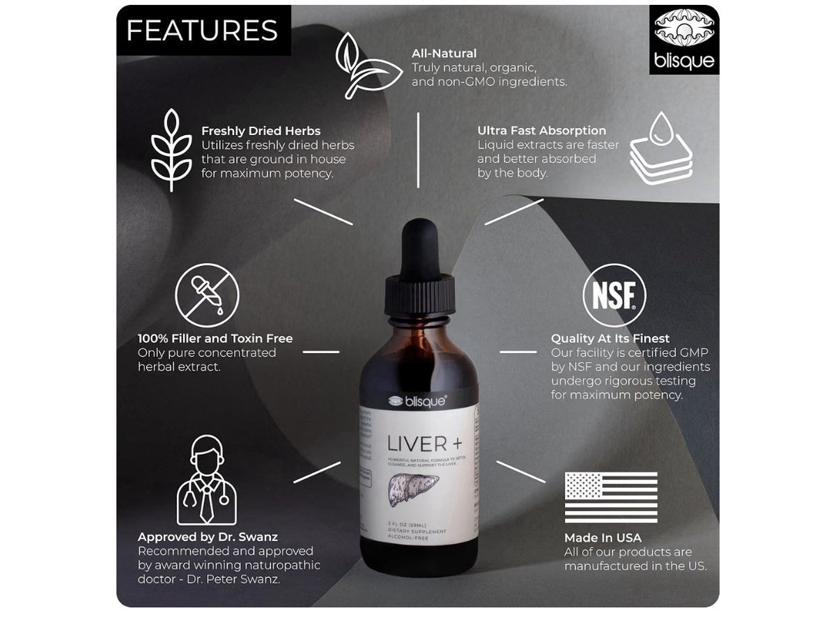 Blisque Liver +  Detox Cleanse Repair Liver Support Natural 2oz 59 Servings