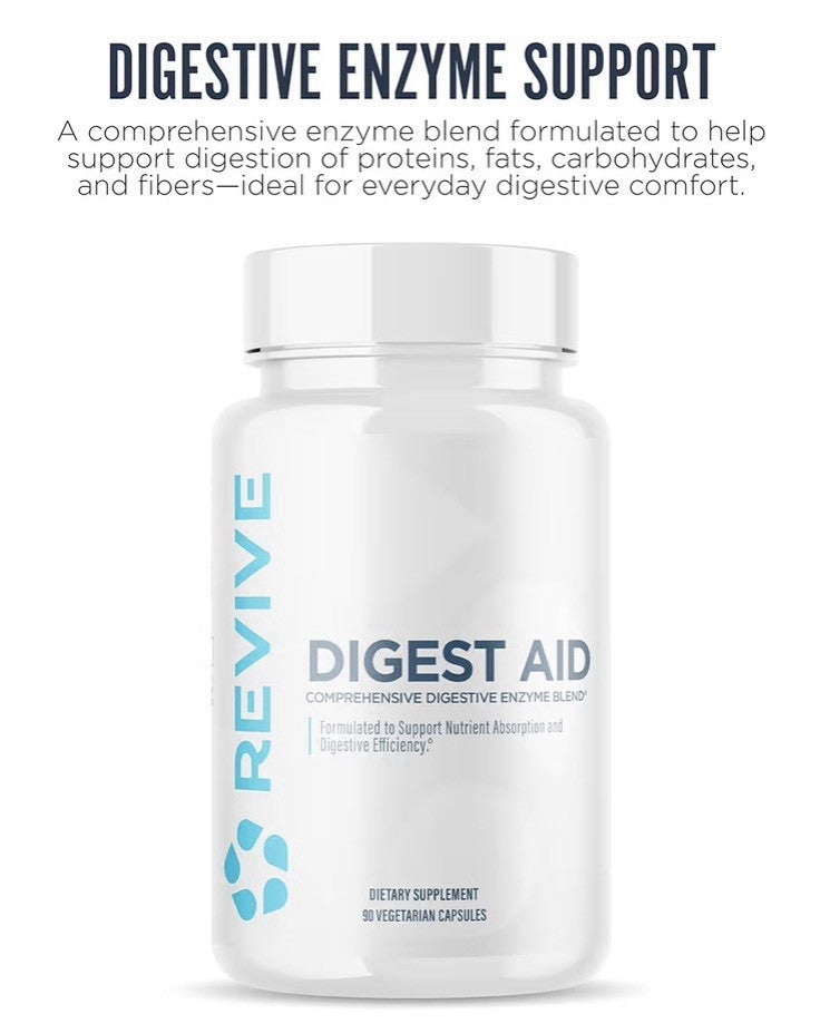 Revive Digest Aid Digestive Enzyme Blend Gut Support for Women & Men 3 Pack