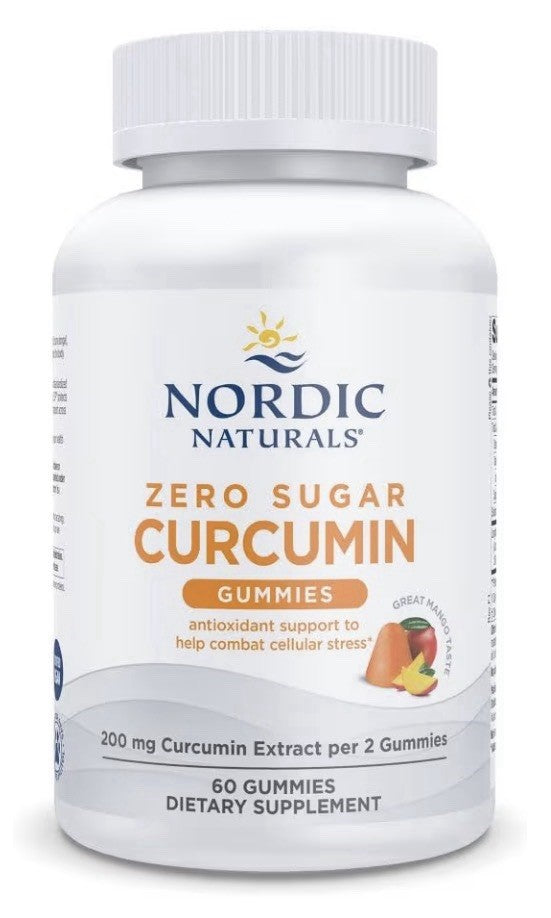 Nordic Naturals Zero Sugar Curcumin Gummies 200mg Mango 60 Gummies 30 Servings