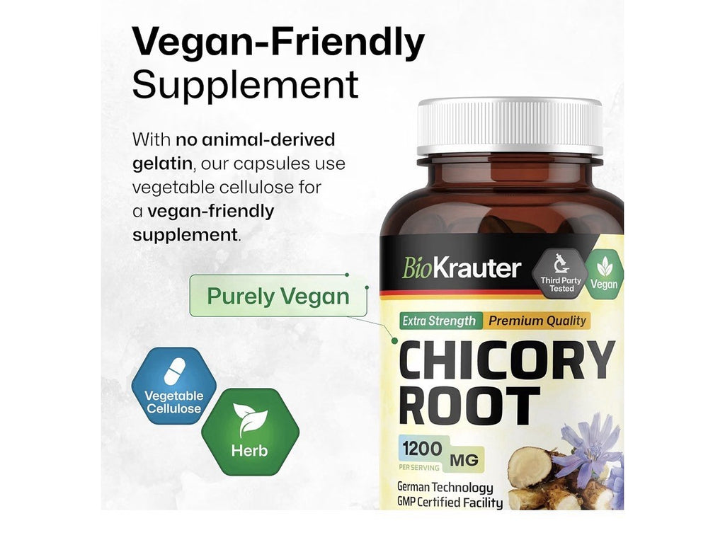 BIO KRAUTER Chicory Root Gut Digestive Support Prebiotic Fiber Supplement 100cap