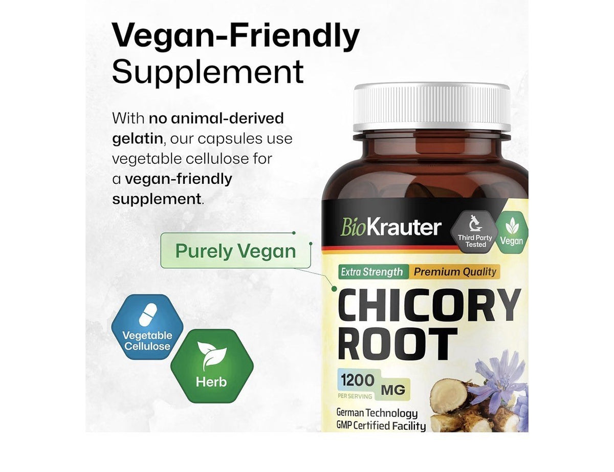 BIO KRAUTER Chicory Root Gut Digestive Support Prebiotic Fiber Supplement 100cap