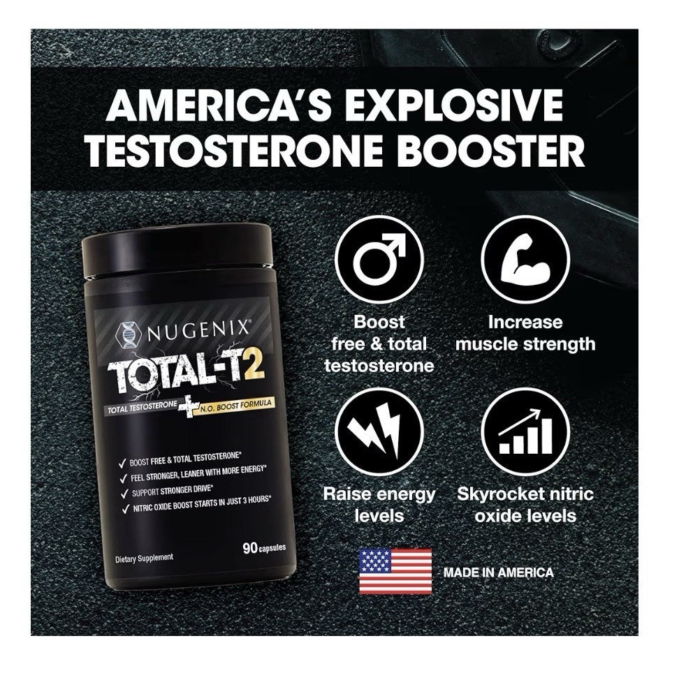 2 Pack Nugenix Total-T2 Total Testosterone Booster Nitric Oxide Booster for Men