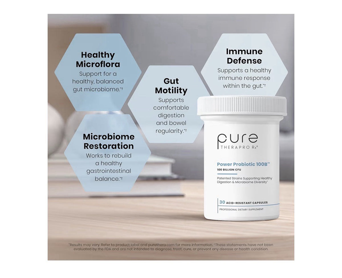 Pure Therapro Rx Power Probiotic 100 Billion CFU Flora Balance Digestion 30 Caps