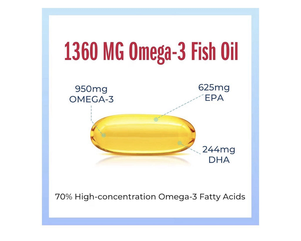 Vitamin World Omega 3 Fish Oil 1360 mg Triple Strength Supplement 60 Softgels
