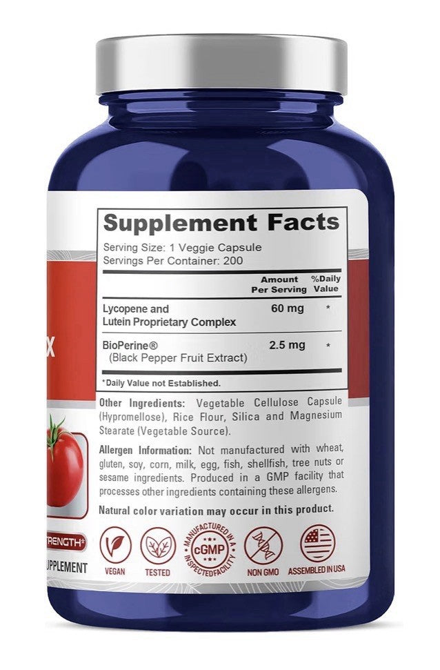 NusaPure Lycopene & Lutein Complex 60mg Per Capsule 200 Veg Capsules 200 Serving