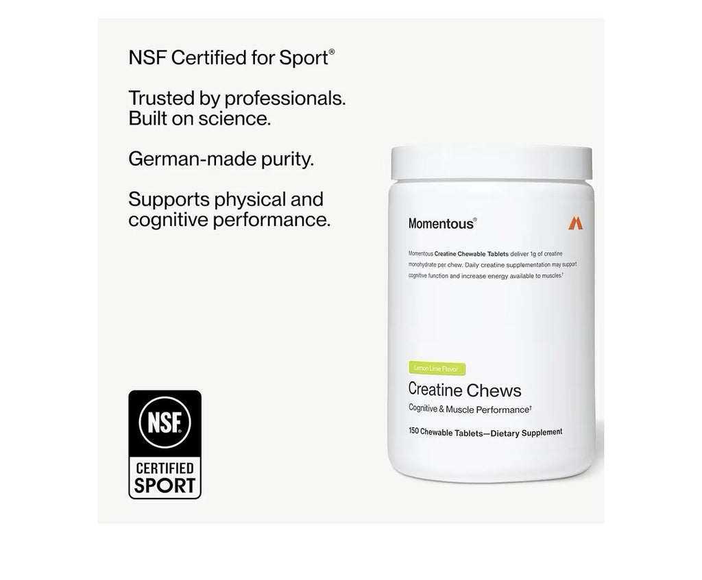 Momentous Creatine Chews Cognitive & Muscle Performance 150 Tablets Lemon Lime