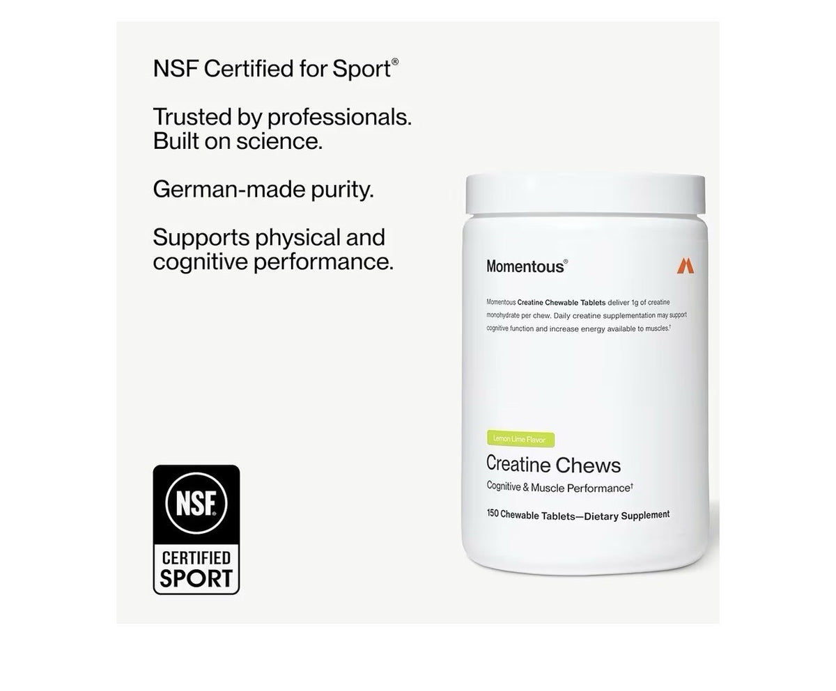 Momentous Creatine Chews Cognitive & Muscle Performance 150 Tablets Lemon Lime