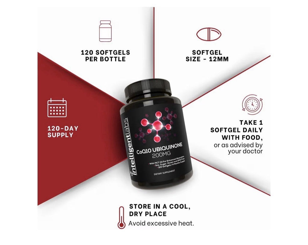 Intelligent Labs CoQ10 Ubiquinone 200mg with MCT Oil Heart Health 4 month supply