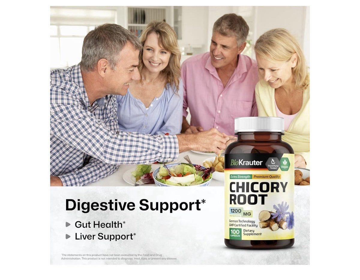 BIO KRAUTER Chicory Root Gut Digestive Support Prebiotic Fiber Supplement 100cap