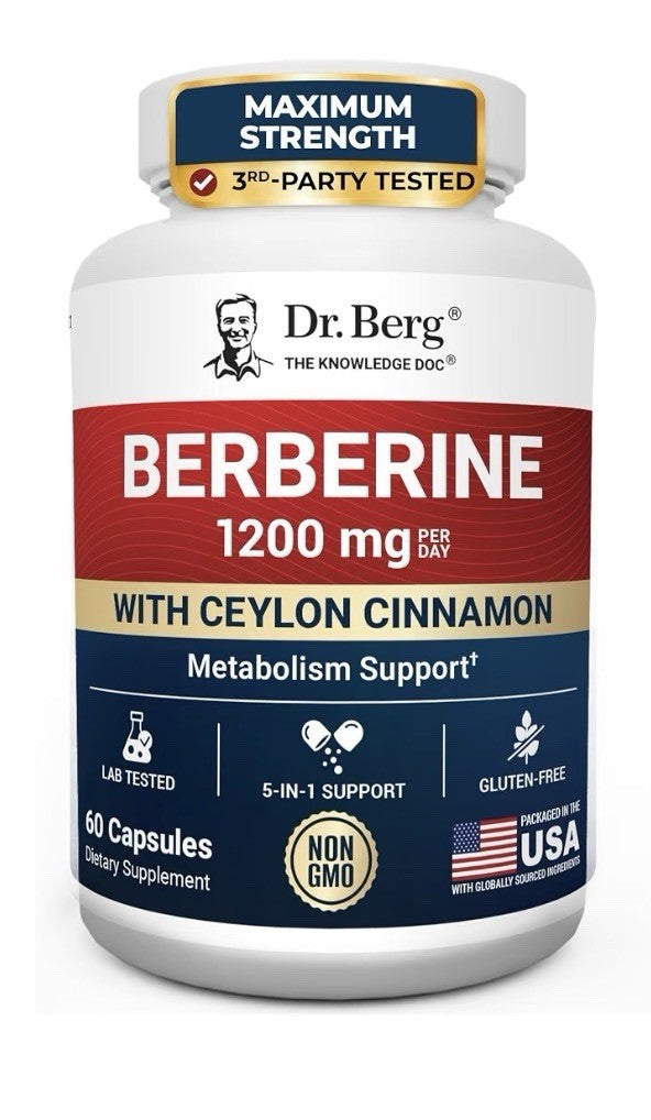 Dr. Berg Berberine 1200 mg Per Day With Ceylon Cinnamon Metabolism Support 60cap