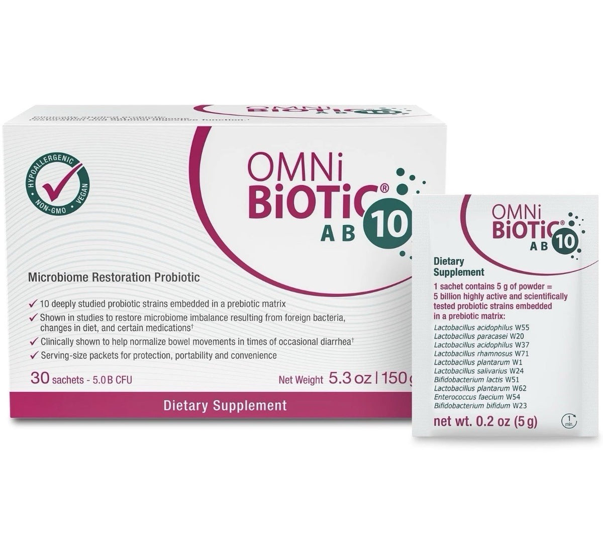 OMNi BiOTiC AB 10 Microbiome Restoration Probiotic Gut Health 30 Sachets
