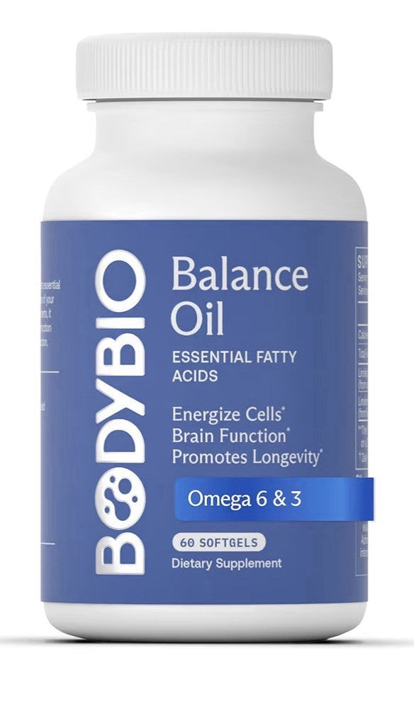 BodyBio Balance Oil Omega 3 & 6 Supplement Energize Cells Brain Longevity 60Sgel