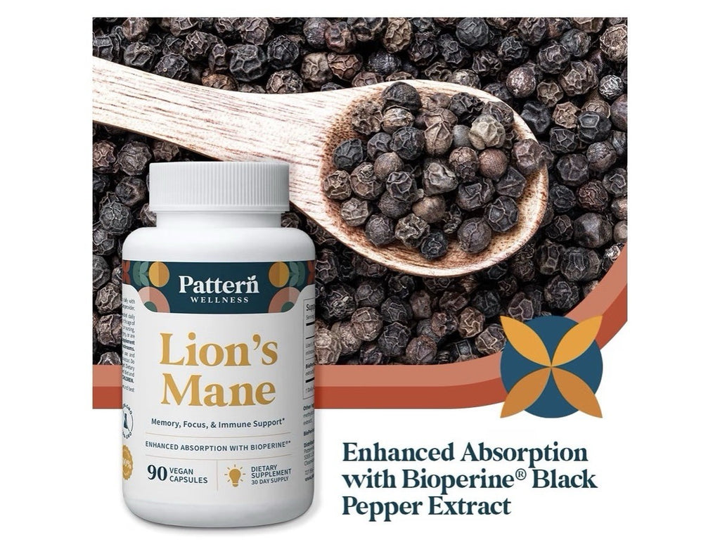 Pattern Wellness Lion’s Mane Mushroom Memory Focus Immune Support 3 Pack