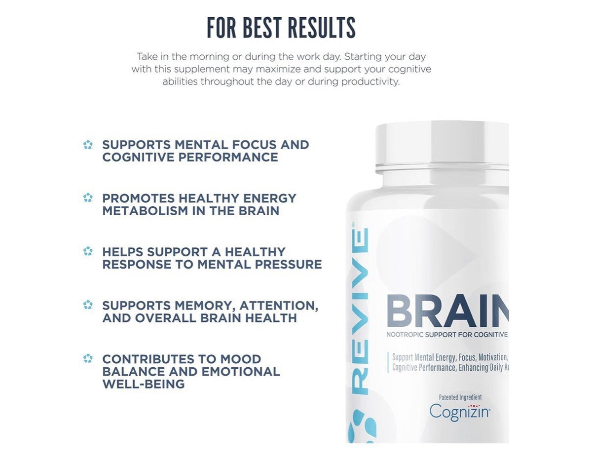 Revive Brain for Nootropic Support For Cognitive Health Memory Motivation 150cap