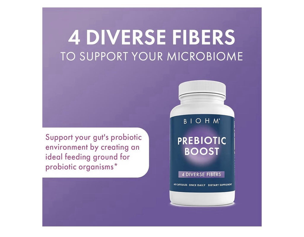 BIOHM Prebiotic Fiber Supplement 4 Diverse Dietary Fibers Gut Immune Health 60ca