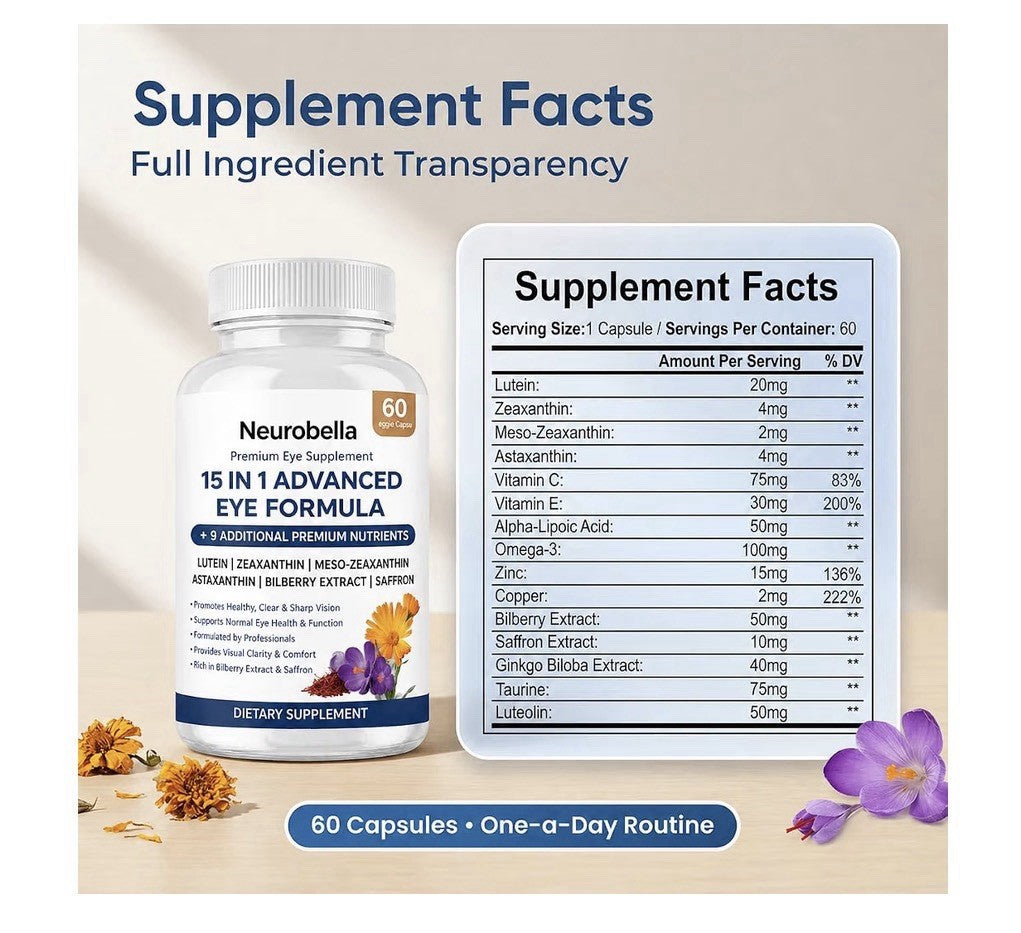 Neurobella Premium Eye Supplement 15-in-1 Advanced Eye Formula 60 Capsules