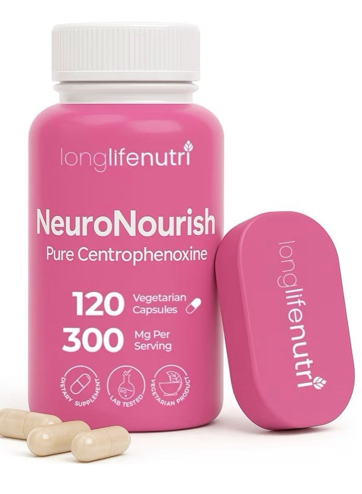 LongLifeNutri NeuroNourish (Centrophenoxine) 300mg DMAE & PCPA 120 Capsules
