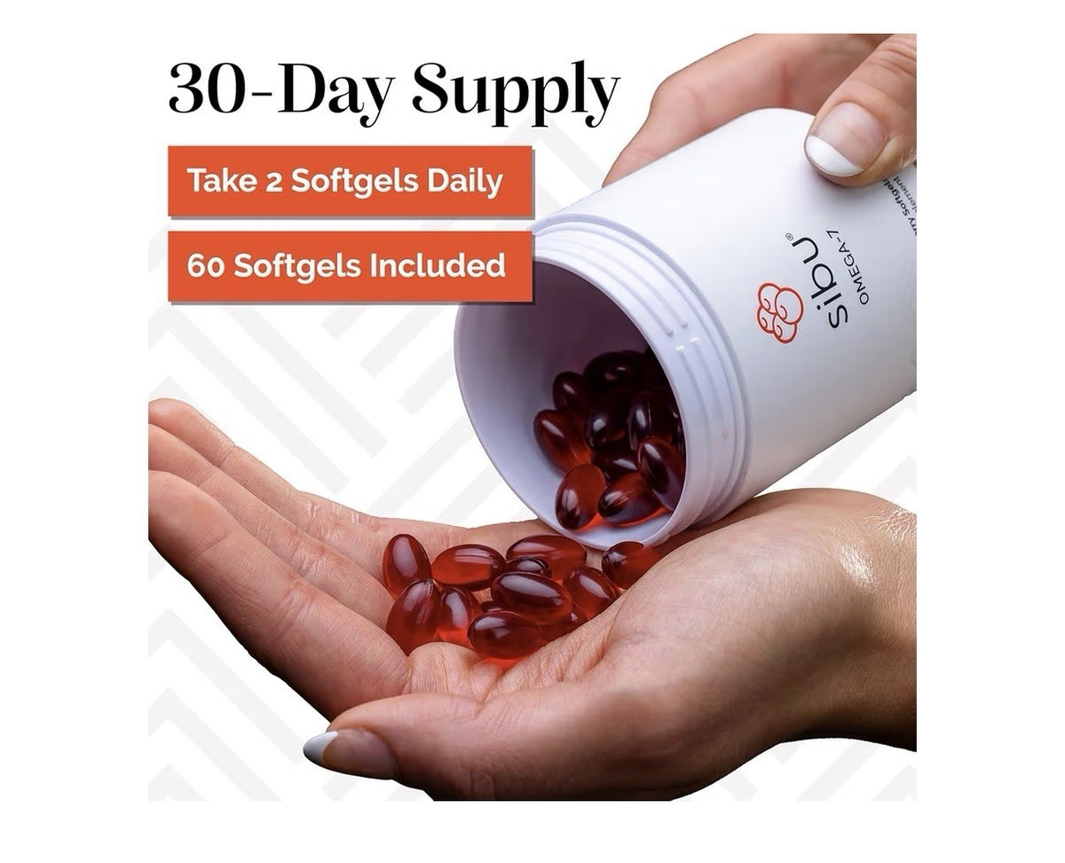 sibu Omega-7 Sea Buckthorn For Healthy Skin Hair Nails Dryness 60 Softgels