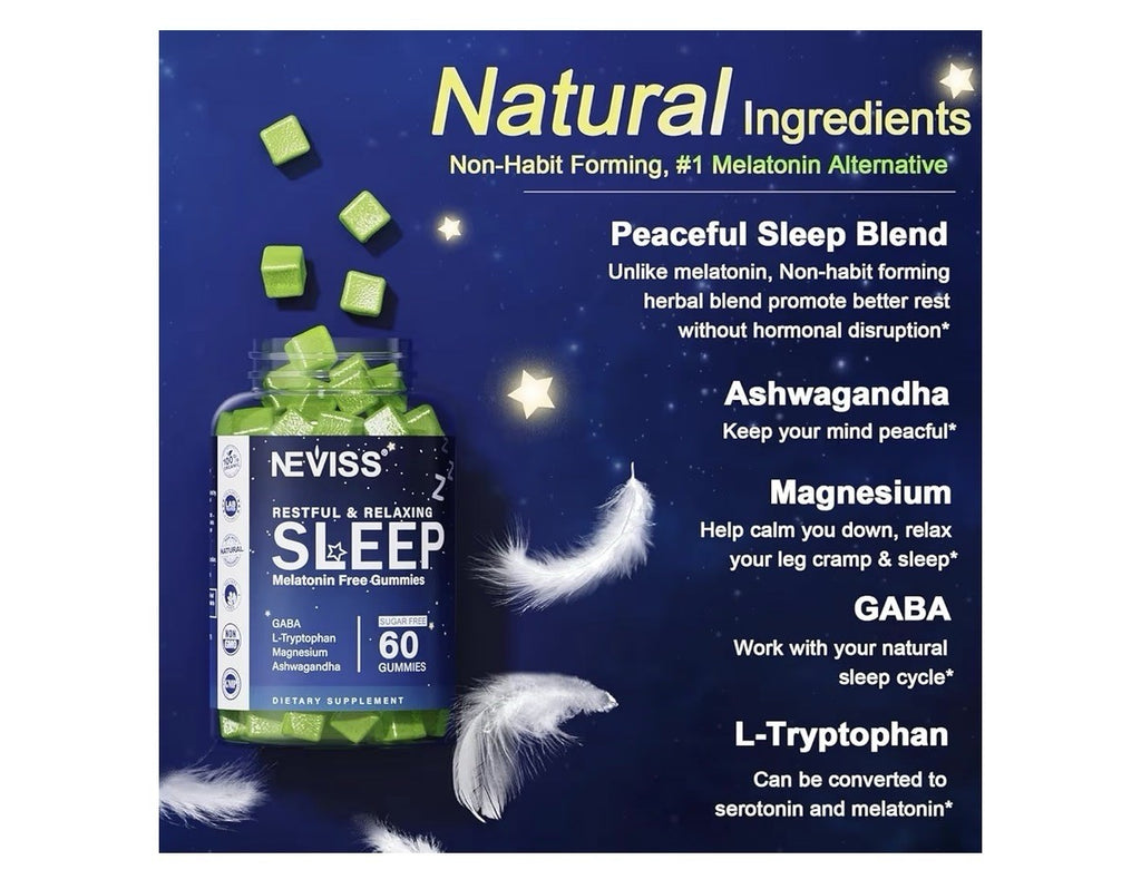 2 Pack NEVISS Restful & Relaxing Sleep Gummies Sleep Aid for Adults