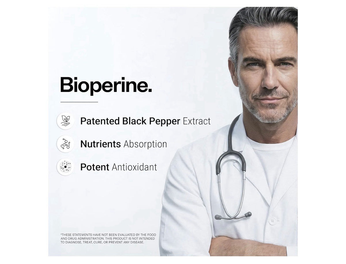 SuperSmart Bioperine 30mg per Day 95% Piperine Black Pepper Extract 90 Capsules