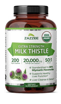 Zazzee Milk Thistle Extra Strength 50:1 Extract Healthy Liver Cleanse Detox 200c