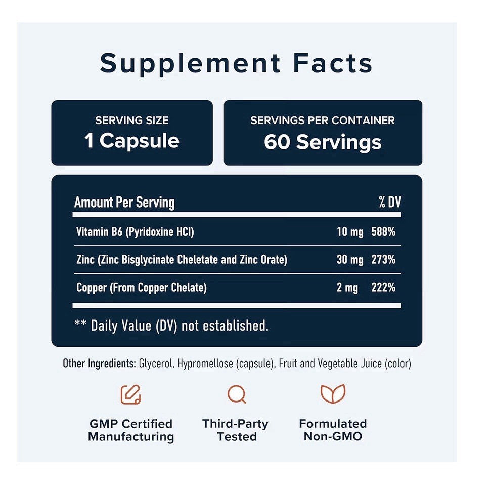 SMNutrition Zinc Supplement Microbeadlets with Copper for Immune Support 60 Caps