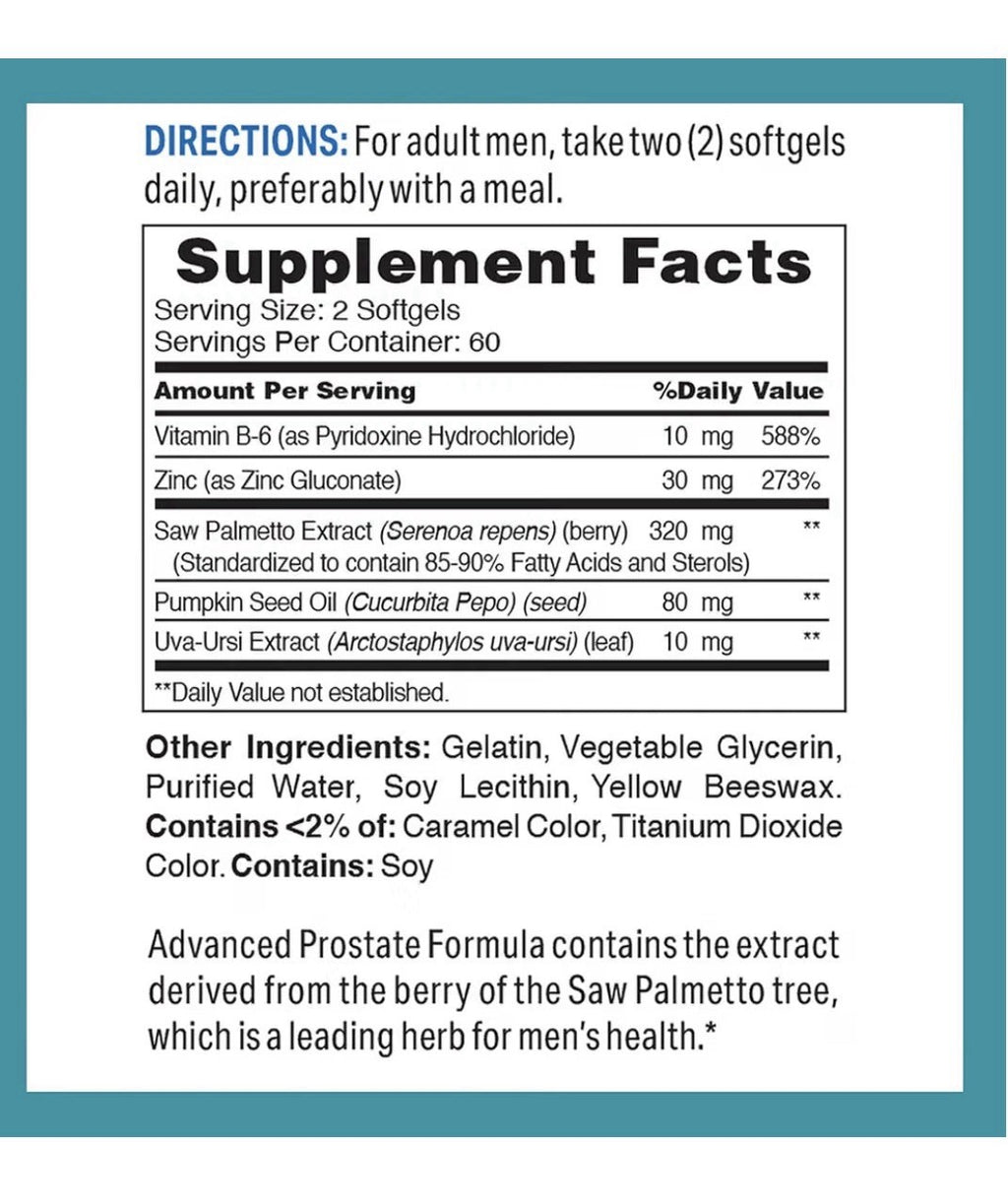 Vitamin World Advanced Prostate Formula Saw Palmetto Complex Prostate Urinary…..