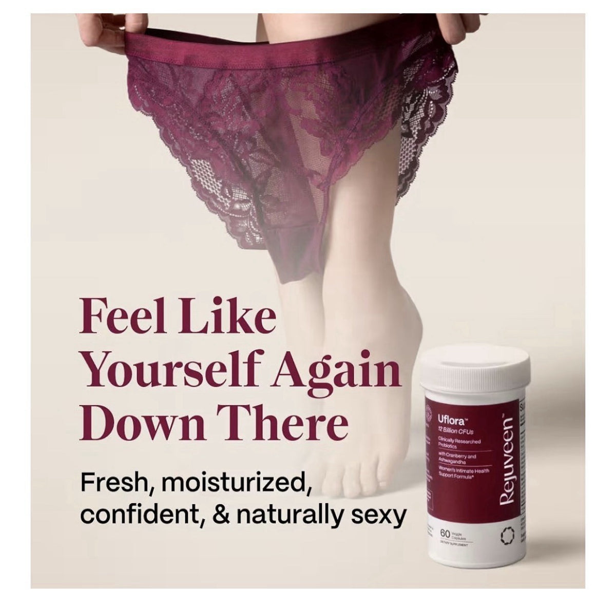 Rejuveen Uflora Vaginal Probiotics Women Support Vaginal Health Moisturizer 60ca