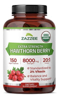 Zazzee Hawthorn Berry 2% Vitexin Balance Vitality Support 5 Month Supply 150caps