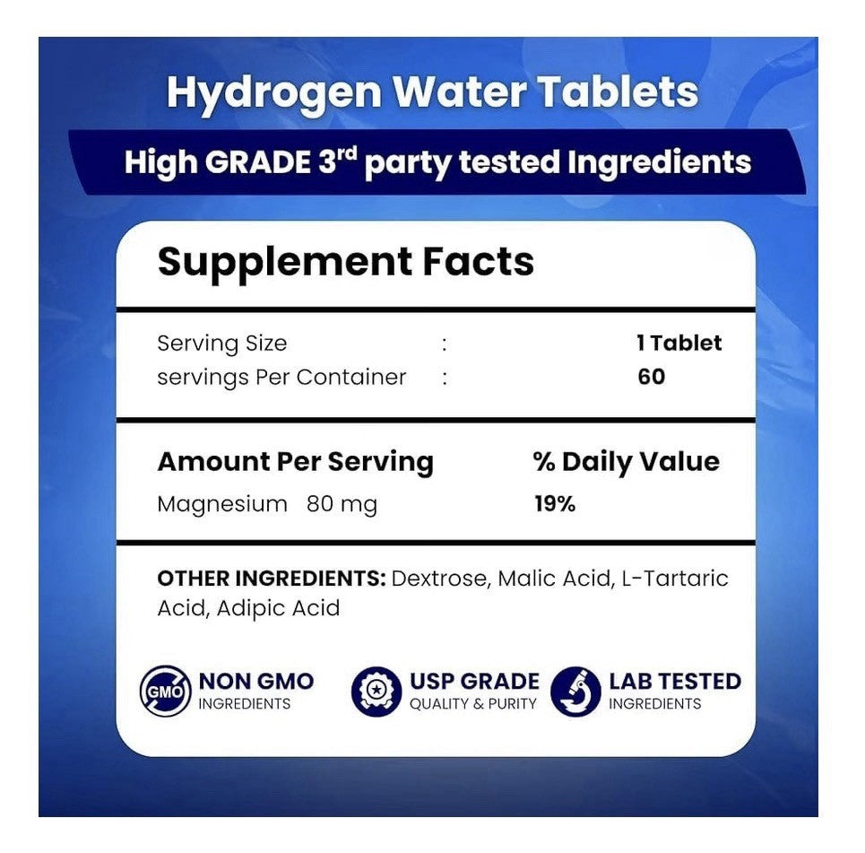 Pure Health Max Hydrogen Water Tablets for Drinking Water H2 Molecular 90Tablets