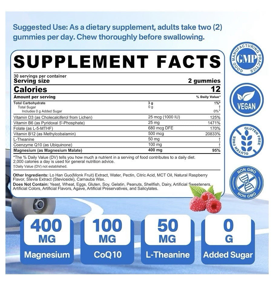 Nextdia Magnesium Malate +  Gummies for Adults Energy Muscle Support 2 Pack