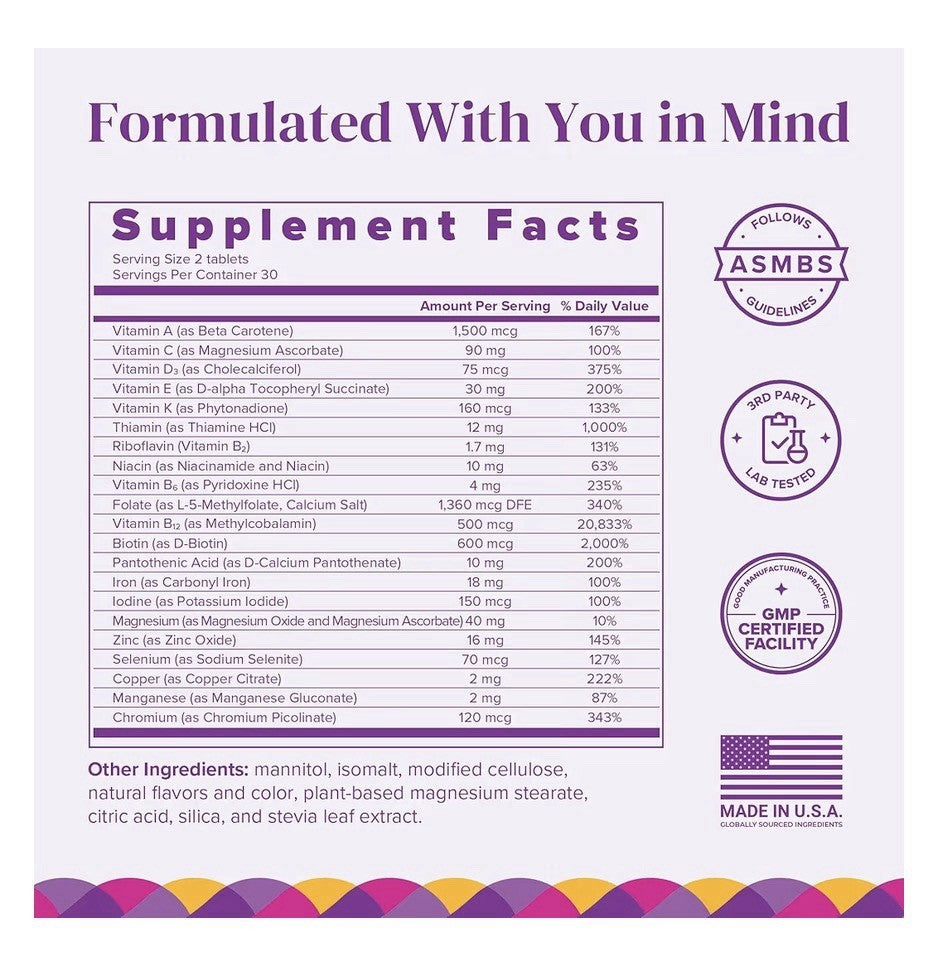 2pack BariMelts Multivitamin with Iron Bariatric Vitamins for Women Fruit Tablet