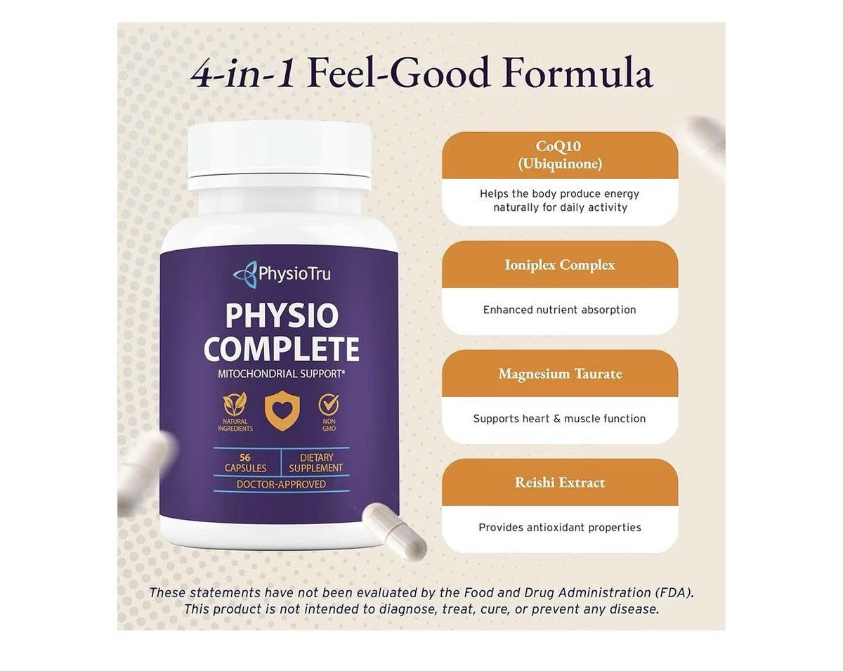PhysioTru Physio Complete Mitochondrial Support Antioxidant Energy Support 56cap