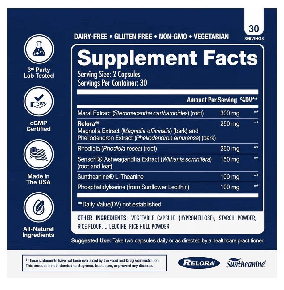 NuEthix Formulations Cort-Eaze Stress Relief Support Cortisol Health 60 Capsule