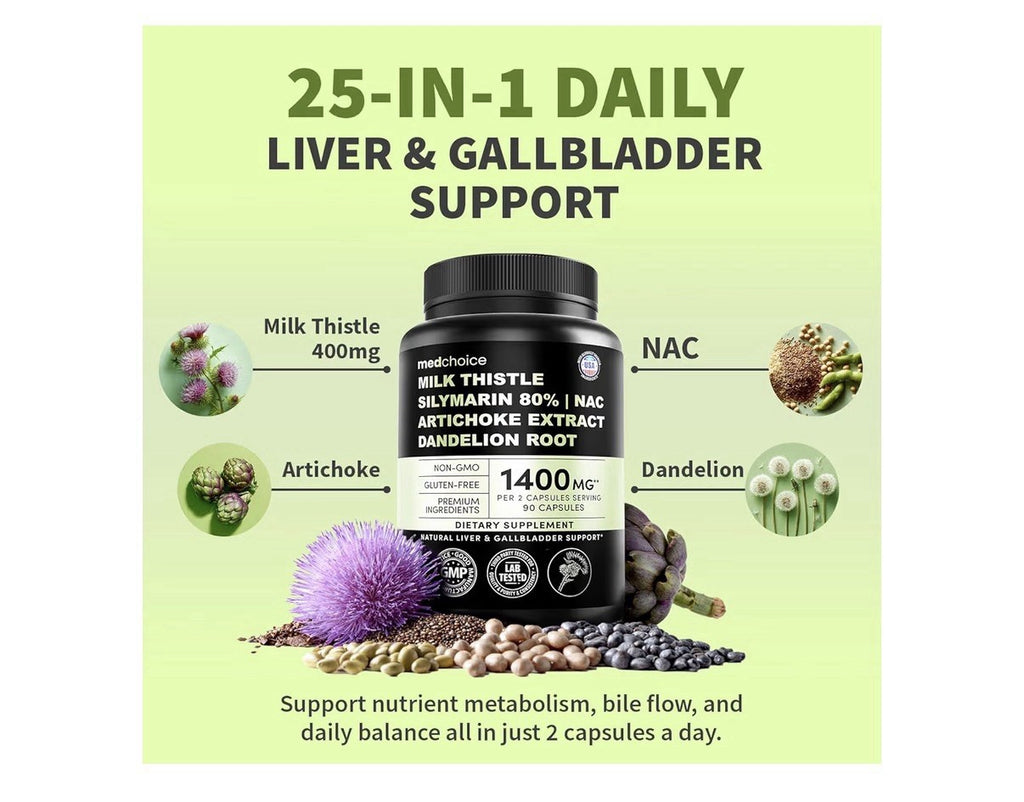 3Pack medchoice Milk Thistle Liver Support Supplement w/ NAC Artichoke Dandelion
