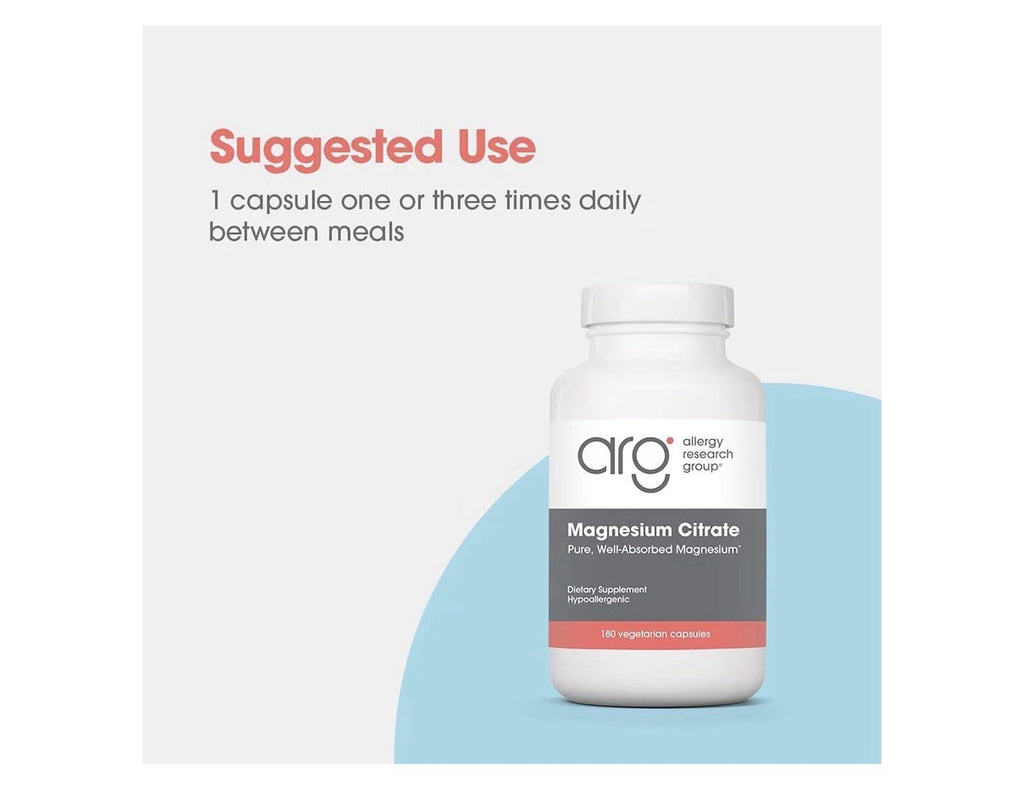 Allergy Research Group Magnesium Citrate Bone Health Energy Stress Response 180c