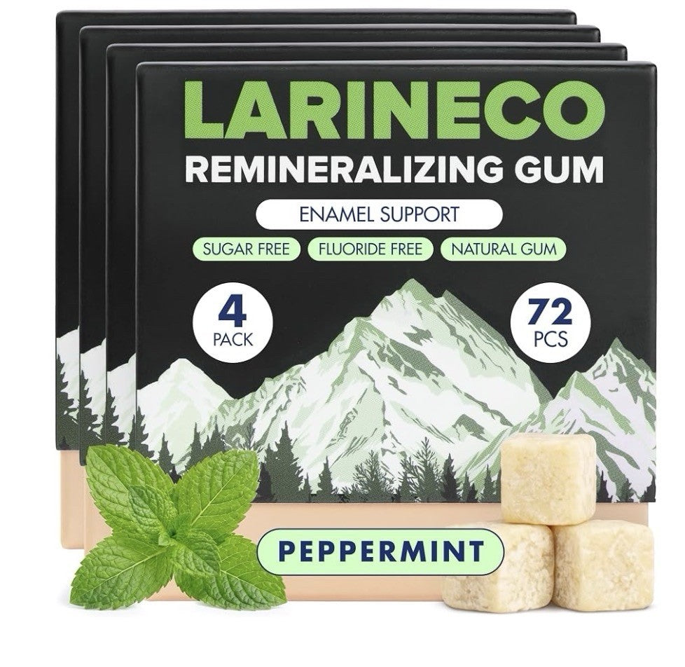 Larineco Remineralizing Gum Hydroxyapatite Xylitol Gum Peppermint Flavor 4 Pack