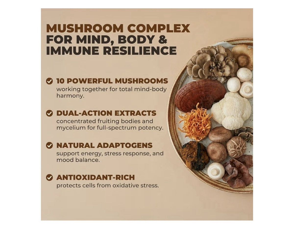 Vital Nutritive Vital Mushroom Complex Supplement Full Spectrum Support 60 Caps